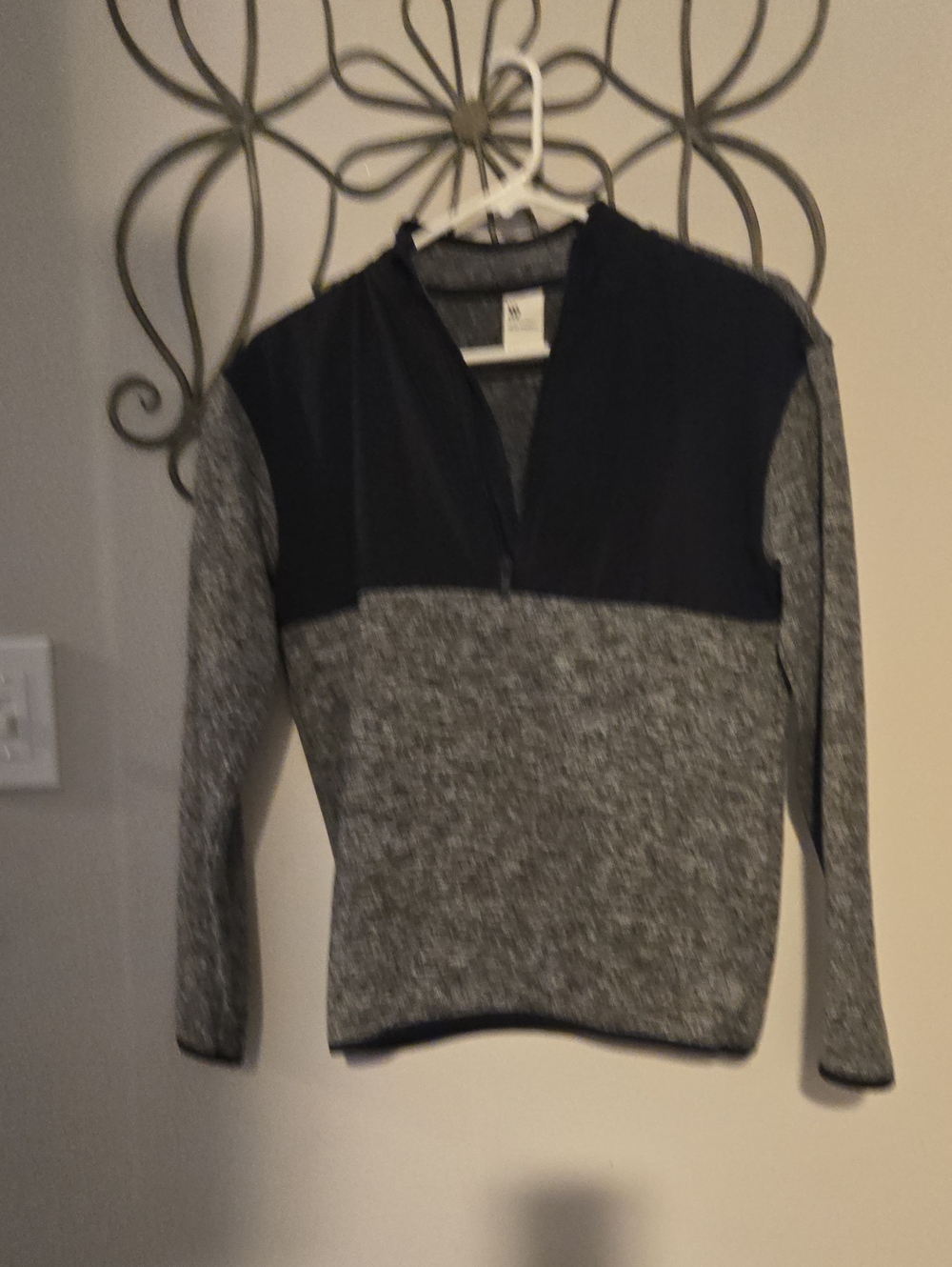 Boy's Two-Tone Gray and Black Quarter Zip Sweater